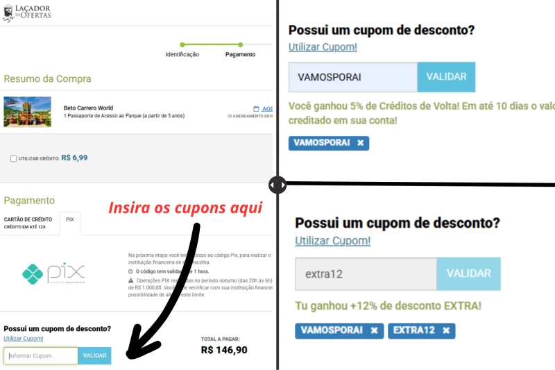 Cupom de desconto do Laçador de Ofertas com 12% de desconto para ingresso no Beto Carrero