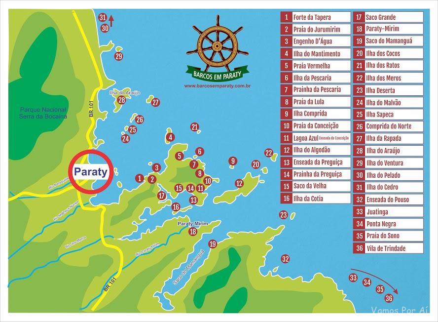Mapa Barcos em Paraty