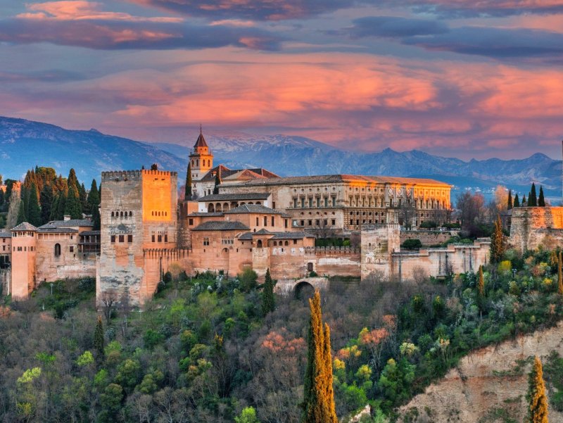 Palácio de Alhambra na Espanha, palácio na andaluzia, palácio na espanha