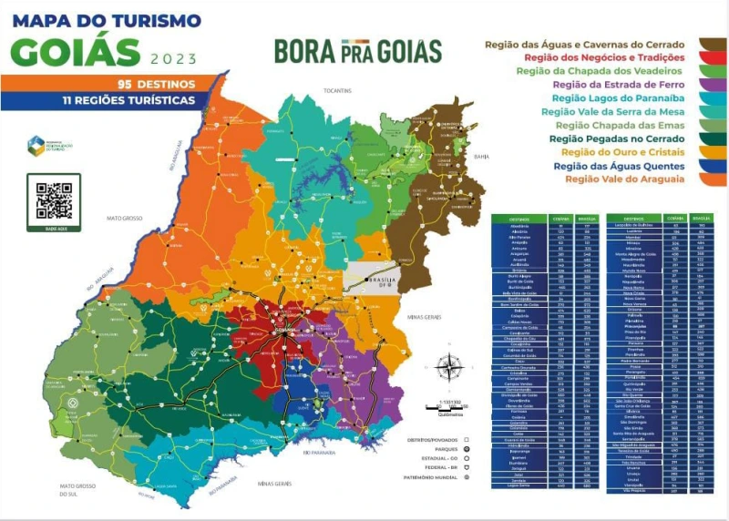 Mapa do turismo em Goiás, principais regiões turísticas do Estado de Goiás 